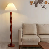 Bamboo & Wood Floor Lamp, Fabric Shade