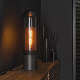 Vintage English Style Desk Lamp Smoked Glass Copper Mesh H50cm