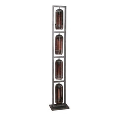 Smoked Glass Floor Lamp 4 Mouth-Blown Shades Copper Mesh H190cm