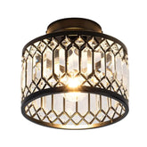Black Metal Crystal Ceiling Light E27 Modern Industrial