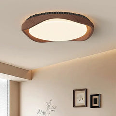 Round Wood Effect Ceiling Light E27 60W IP65 Brown Black
