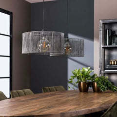 Industrial Mesh Pendant Light 2 Metal Woven Shades E27 Ø41cm W120cm