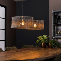 Industrial Mesh Pendant Light 2 Metal Woven Shades E27 Ø41cm W120cm