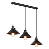 Black Steel Chandelier Conical Shades E27 Matte Black Iron