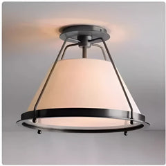 Vintage Fabric & Metal Ceiling Light E27 Black Gold S/M