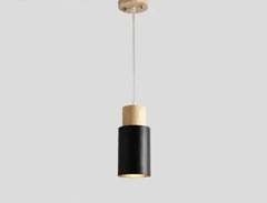 Nordic Long Wooden Pendant Light E27 Metal Black White Small Large