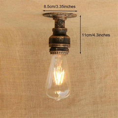 Small Industrial Ceiling Light Weathered Iron E27 Compact