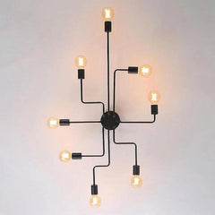Large Industrial Ceiling Light Matt Black Thermolacquered 8 Heads 120cm