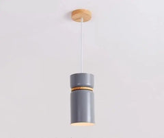 Nordic LED Pendant Light Iron Wood Green Grey White Sets