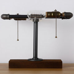 Industrial Desk Lamp Wood Metal Brass E27