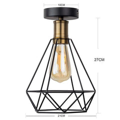 Vintage Cage Ceiling Light Matte Black Brass E27 40W 230V