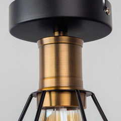 Vintage Cage Ceiling Light Matte Black Brass E27 40W 230V