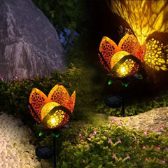 Solar Flower Garden Stake Light Iron Art Deco