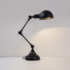 Industrial Metal Desk Lamp Locking Hinges Black Matte Thermolacquered E27