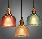 Coloured Glass Pendant Light Retro Style
