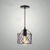 Geometric Pendant Light Iron Black Powder-Coated E27 40W 100cm Cable