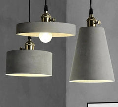 Industrial Cement Pendant Light E27 Black White 4 Shapes