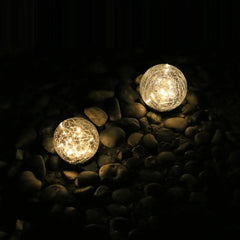Solar Garden Light Cracked Glass Globe Metal 20 or 30 LEDs