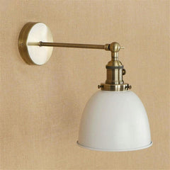 Industrial Coloured Wall Light Brushed Brass E27 Adjustable Max 40W