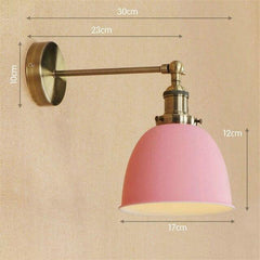Industrial Wall Light Pink Thermolacquered Brushed Brass E27 Max 40W