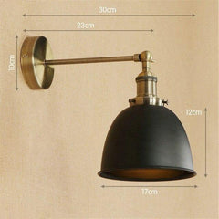 Industrial Wall Light Black Thermolacquered Brushed Brass E27 Max 40W