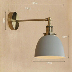 Industrial Wall Light Grey Thermolacquered Brushed Brass E27 Max 40W