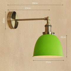 Industrial Wall Light Green Thermolacquered Brushed Brass E27 Max 40W