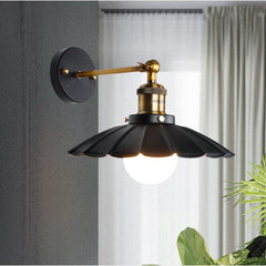 Antique Wall Light Matt Black Brushed Brass E27 Rotary Switch Orientable