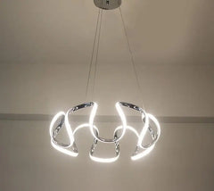 Modern Abstract Chandelier Integrated LED — 5 or 6 Heads, Gold / Grey / Coffee / Chrome