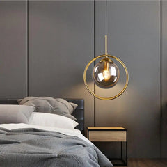 Modern Ring Pendant Light Iron Glass E14 1 or 3 Bulbs