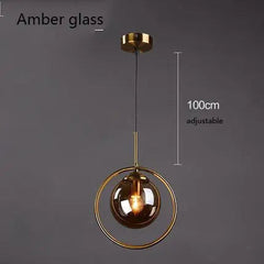Modern Ring Pendant Light Iron Glass E14 1 or 3 Bulbs