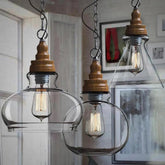 Clear Glass Vintage Pendant Light Dome Sphere or Triangle