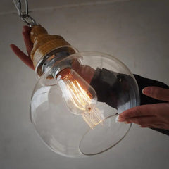 Clear Glass Vintage Pendant Light Dome Sphere or Triangle