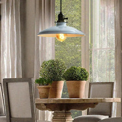 Vintage Metal Pendant Light Dome Shade Red Black White