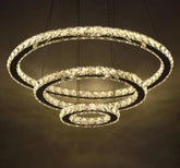 Circular Crystal LED Chandelier K9 Stainless Steel 2 or 3 Rings