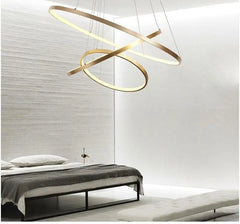 Round Ring LED Chandelier Aluminium 1–4 Rings Dimmable