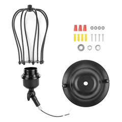 Industrial Drop Cage Wall Light Iron E27 Matt Black
