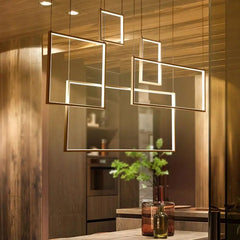 Art Deco LED Pendant Light Aluminium Acrylic Black 3 or 5 Squares