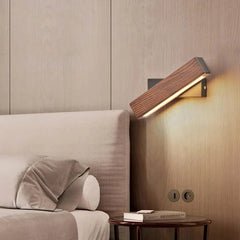 Rotatable LED Wall Light Iron and Wood