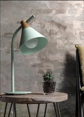 Modern Nordic Table Lamp Iron & Wood E27 — Grey, Green, Pink or Yellow