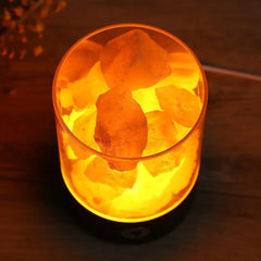 Himalayan Salt Lamp USB Multicolour LED Touch Control — White or Black Base