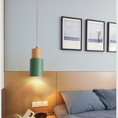 Nordic Wood Base Glass Pendant Light E27 5 Colours 18x10 cm