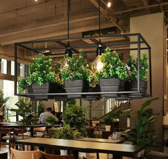 Iron Planter Chandelier 8×E14 65 cm Black White