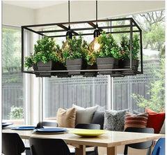 Iron Planter Chandelier 8×E14 65 cm Black White