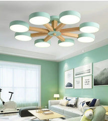 Modern Luxury Multi-Arm Chandelier Metal Wood Acrylic LED