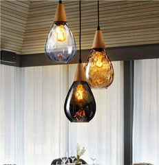 Nordic Teardrop Glass Pendant Light E27 — Cognac, Clear, Black