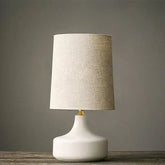 Nordic LED Table Lamp Iron Fabric Shade E27 White Grey