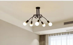 Modern Industrial Loft Chandelier Metal Black E27 120cm