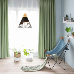 Nordic Pendant Light Iron Cage Wooden Base