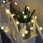 Star LED Fairy Lights, 20 Stars, Warm White, 230cm, Battery